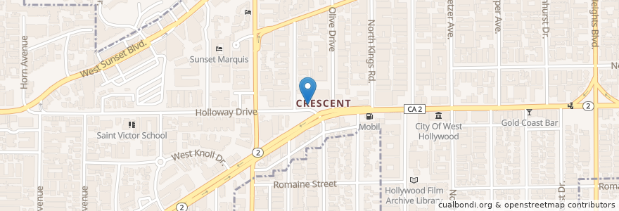 Mapa de ubicacion de Barney's Beanery en アメリカ合衆国, カリフォルニア州, Los Angeles County, ロサンゼルス, West Hollywood.
