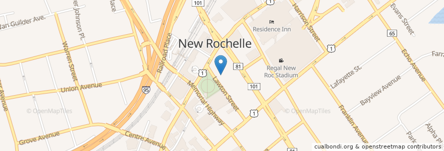 Mapa de ubicacion de Alvin & Friends en Соединённые Штаты Америки, Нью-Йорк, Округ Уэстчестер, New Rochelle.