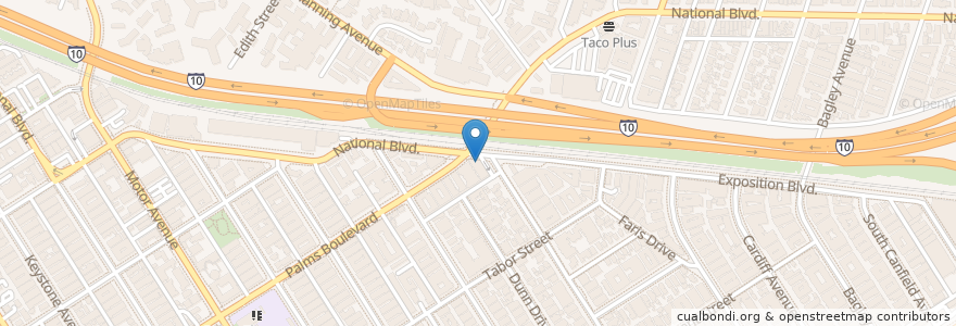 Mapa de ubicacion de The Coop Pizza en United States, California, Los Angeles County, Los Angeles.