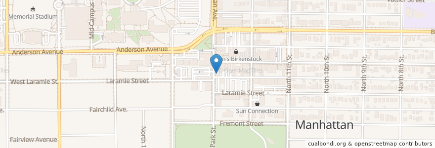 Mapa de ubicacion de Radina's Coffee House and Roastery en 미국, 캔자스, Riley County, Manhattan.