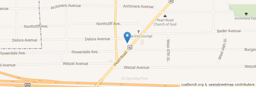 Mapa de ubicacion de Danny Mac's Irish Pub en Amerika Syarikat, Ohio, Cuyahoga County, Cleveland.