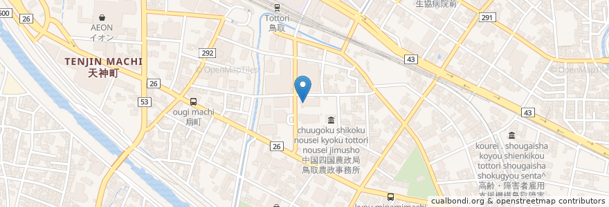 Mapa de ubicacion de 中国四国農政局 鳥取農政事務所統計部 en Japan, Tottori Prefecture, Tottori.