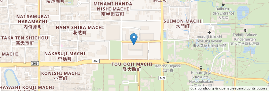 Mapa de ubicacion de 奈良県庁内郵便局 en Japón, Prefectura De Nara, 奈良市.