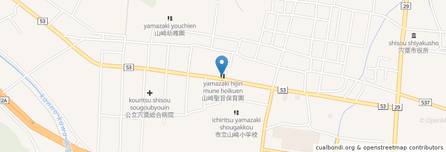 Mapa de ubicacion de 山崎聖旨保育園 en 日本, 兵库县/兵庫縣, 宍粟市.