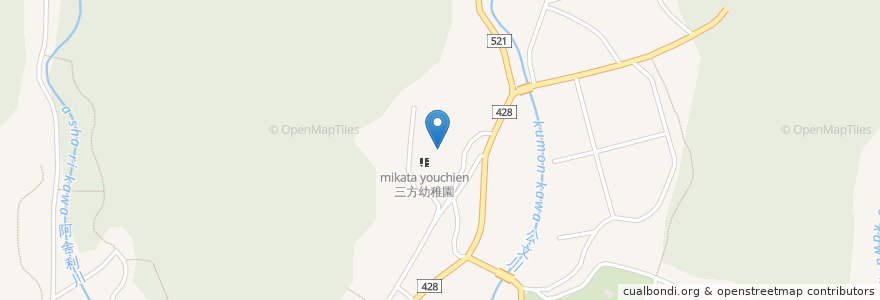 Mapa de ubicacion de 旧　市立三方小学校 en Япония, Хёго, 宍粟市.