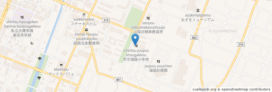 Mapa de ubicacion de 市立城陽小学校 en Japan, Hyogo Prefecture, Himeji.