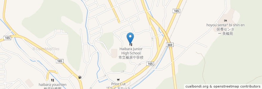 Mapa de ubicacion de 市立榛原中学校 en 日本, 奈良県, 宇陀市.