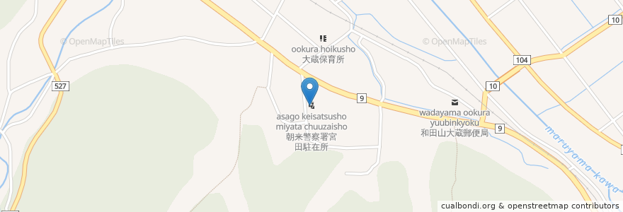 Mapa de ubicacion de 朝来警察署宮田駐在所 en اليابان, 兵庫県, 朝来市.