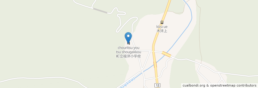 Mapa de ubicacion de 町立楊津小学校 en 日本, 兵庫県, 川辺郡, 猪名川町.