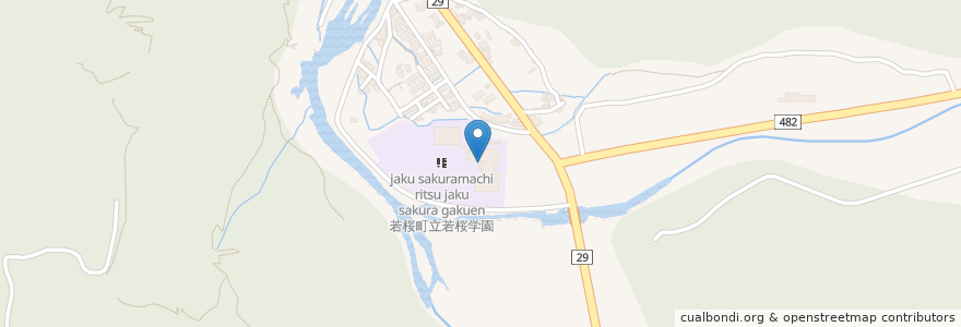 Mapa de ubicacion de 町立若桜学園 en Japão, 鳥取県, 八頭郡, 若桜町.