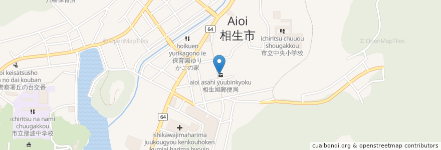Mapa de ubicacion de 相生旭郵便局 en ژاپن, 兵庫県, 相生市.