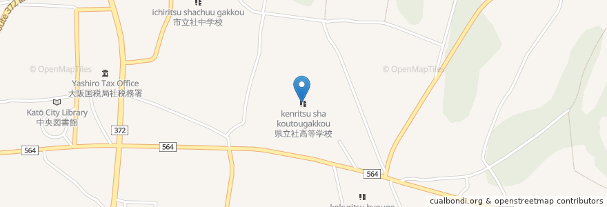 Mapa de ubicacion de 県立社高等学校 en 日本, 兵庫県, 加東市.