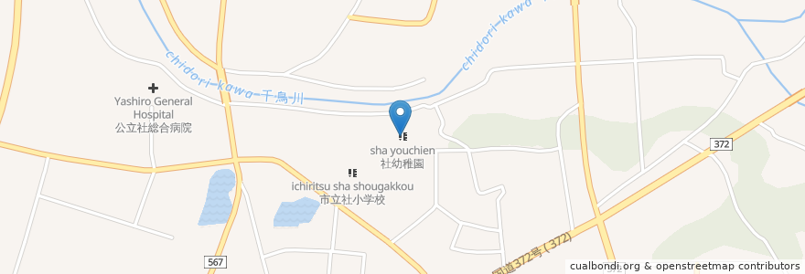 Mapa de ubicacion de 社幼稚園 en 日本, 兵庫県, 加東市.