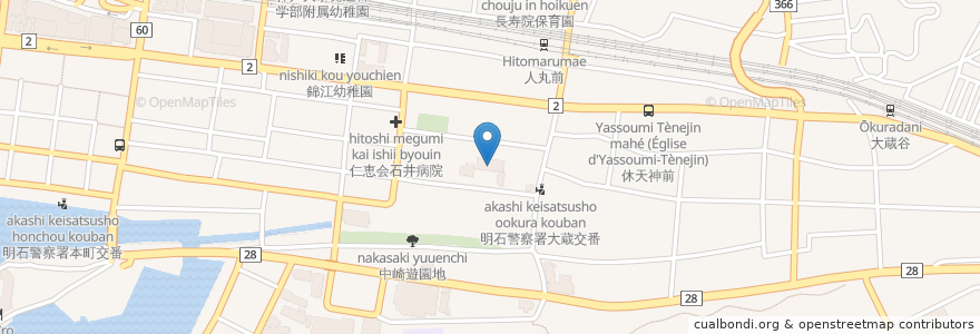 Mapa de ubicacion de 神戸地方裁判所明石簡易裁判所 en Japón, Prefectura De Hyōgo, 明石市.