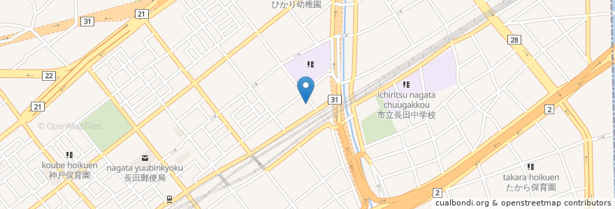 Mapa de ubicacion de 神楽保育所 en ژاپن, 兵庫県, 神戸市, 長田区.