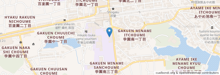 Mapa de ubicacion de 私立帝塚山中学校 en 日本, 奈良県, 奈良市.