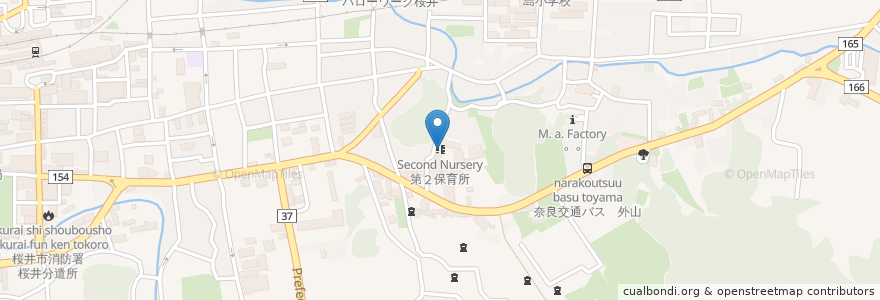 Mapa de ubicacion de 第２保育所 en Giappone, Prefettura Di Nara, 桜井市.