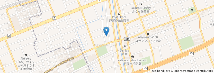 Mapa de ubicacion de 精道幼稚園 en اليابان, 兵庫県, 芦屋市.