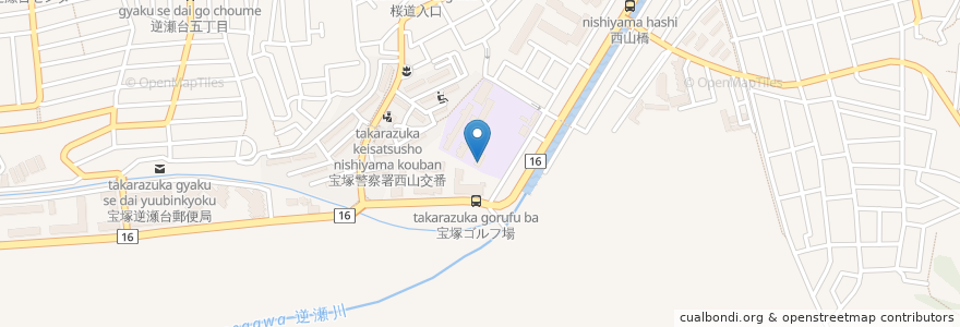 Mapa de ubicacion de 西山幼稚園 en Japan, 兵庫県, 宝塚市.