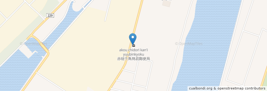 Mapa de ubicacion de 赤穂千鳥簡易郵便局 en 日本, 兵庫県, 赤穂市.