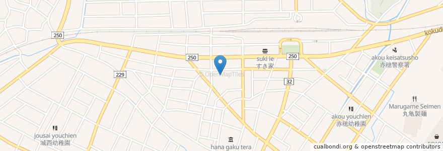 Mapa de ubicacion de 赤穂市役所 en 日本, 兵庫県, 赤穂市.
