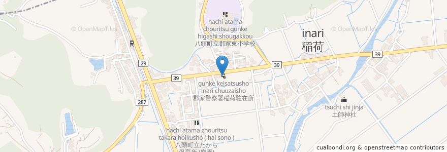 Mapa de ubicacion de 郡家警察署稲荷駐在所 en Japan, Präfektur Tottori, 八頭郡, 八頭町.