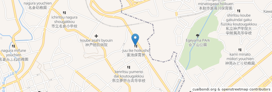 Mapa de ubicacion de 重池保育所 en اليابان, 兵庫県, 神戸市, 兵庫区.