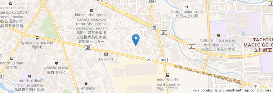 Mapa de ubicacion de 鳥取保護観察所 en Japon, Préfecture De Tottori, 鳥取市.