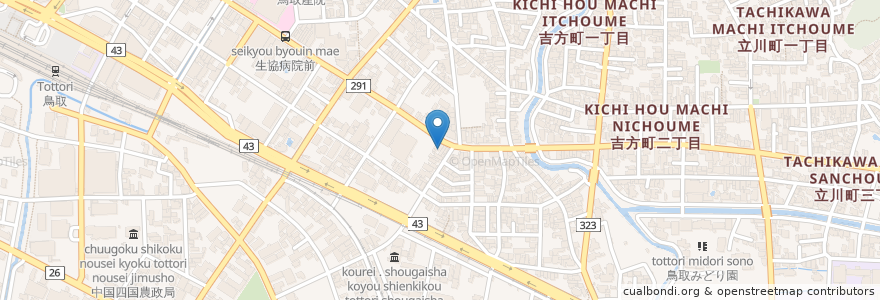 Mapa de ubicacion de 鳥取吉方郵便局 en ژاپن, 鳥取県, 鳥取市.