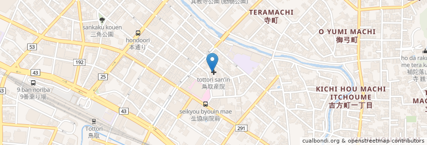 Mapa de ubicacion de 鳥取産院 en Japón, Prefectura De Tottori, 鳥取市.