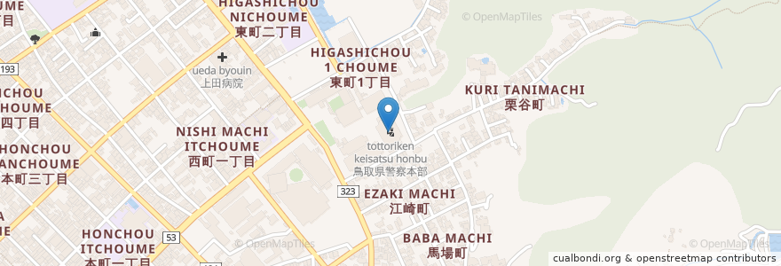 Mapa de ubicacion de 鳥取県警察本部 en Japan, 鳥取県, 鳥取市.