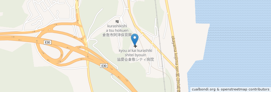 Mapa de ubicacion de 協愛会倉敷シティ病院 en ژاپن, 岡山県, 倉敷市.