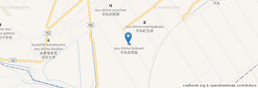 Mapa de ubicacion de 早島保育園 en 일본, 오카야마현, 都窪郡, 早島町.
