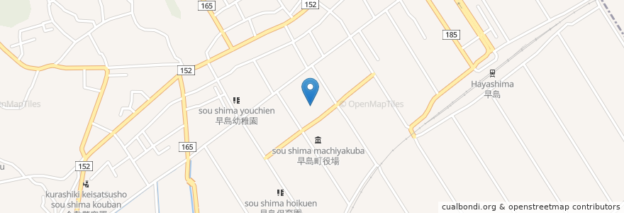 Mapa de ubicacion de 早島町立図書館 en Japon, Préfecture D'Okayama, 都窪郡, 早島町.