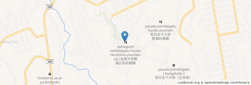 Mapa de ubicacion de 山口短期大学附属広島幼稚園 en 일본, 히로시마현, 広島市, 安佐南区.