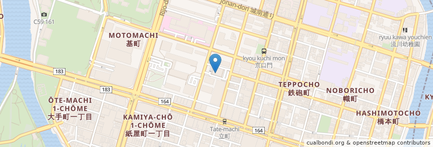 Mapa de ubicacion de 広島県警察本部 en اليابان, 広島県, هيروشيما, 中区.