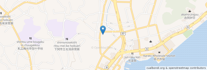 Mapa de ubicacion de 下関市消防局 en ژاپن, 山口県, 下関市.