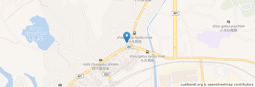 Mapa de ubicacion de 小月郵便局 en Japan, Yamaguchi Prefecture, Shimonoseki.