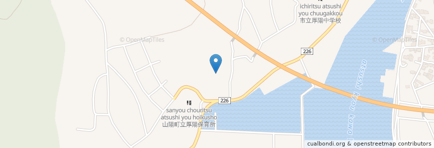 Mapa de ubicacion de 市立厚陽小学校 en 日本, 山口県, 山陽小野田市.