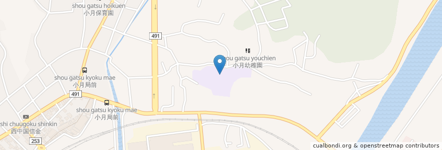 Mapa de ubicacion de 市立小月小学校 en Japan, Präfektur Yamaguchi, 下関市.