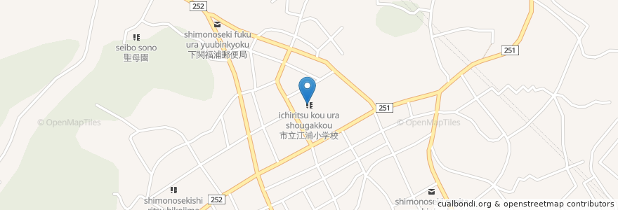 Mapa de ubicacion de 市立江浦小学校 en Japón, Prefectura De Yamaguchi, 下関市.