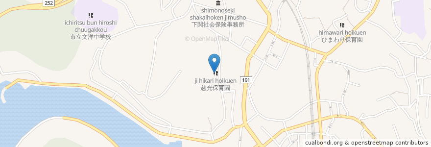 Mapa de ubicacion de 慈光保育園 en 日本, 山口県, 下関市.