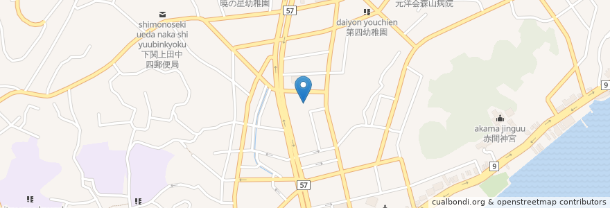 Mapa de ubicacion de 東光保育園 en Japan, Yamaguchi Prefecture, Shimonoseki.