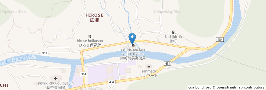Mapa de ubicacion de 錦町簡易郵便局 en 日本, 山口県, 岩国市.
