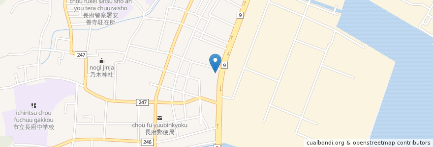 Mapa de ubicacion de 長府警察署土居の内交番 en Giappone, Prefettura Di Yamaguchi, 下関市.