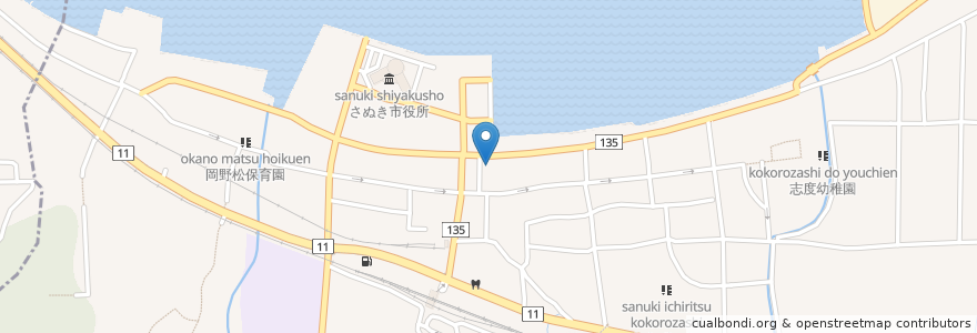 Mapa de ubicacion de さぬき市志度図書館 en Jepun, 香川県, さぬき市.