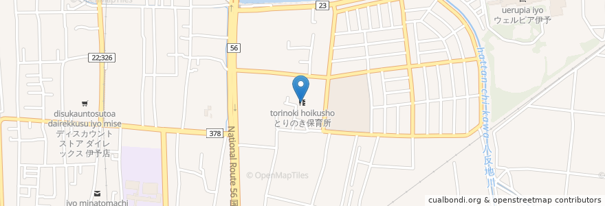 Mapa de ubicacion de とりのき保育所 en 日本, 愛媛県, 伊予市.