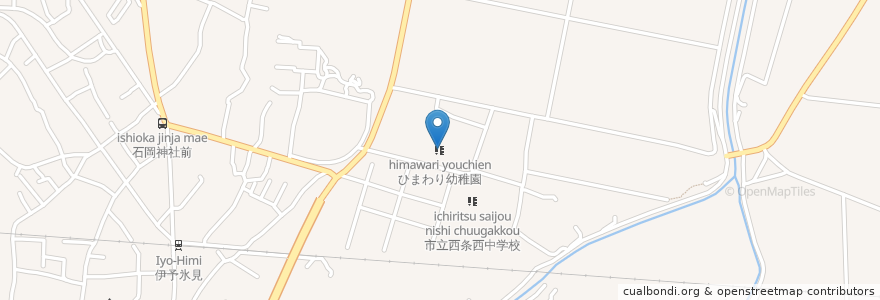 Mapa de ubicacion de ひまわり幼稚園 en اليابان, 愛媛県, 西条市.