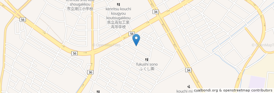 Mapa de ubicacion de ふくし園 en Japonya, 高知県, 高知市.