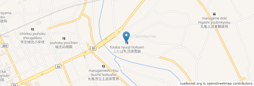 Mapa de ubicacion de ふたば乳児保育園 en Япония, Кагава, 丸亀市.